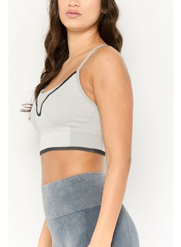 adidas By Stella McCartney Women Textured Lightly Padded Outdoor Sports Bra, Grey  - Image 3