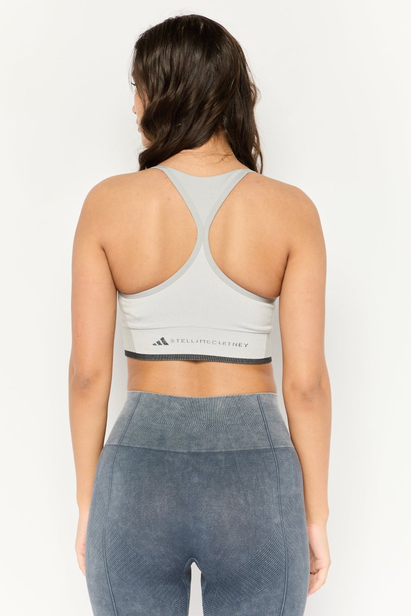 Adidas by Stella McCartney Women Textured Lightly Padded Outdoor Sports Bra, Grey - Image 4