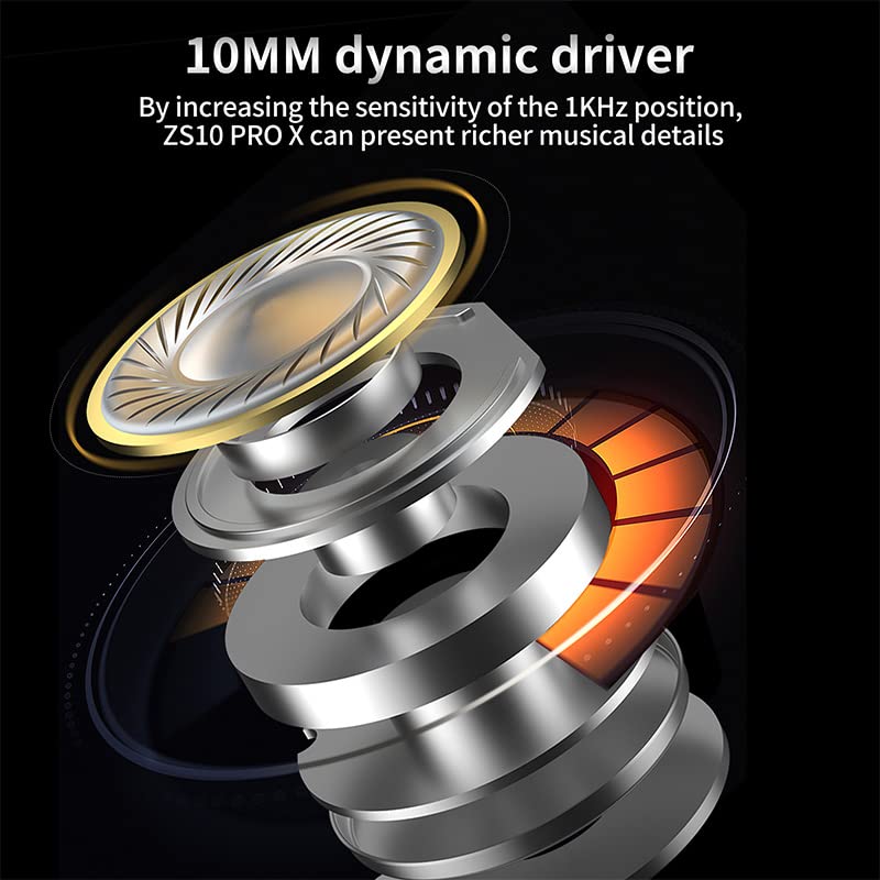 Linsoul KZ ZS10 PRO X Upgraded 1DD+4BA Hybrid Driver HiFi in Ear Earphones IEM with Alloy Faceplate, Detachable Silver-Plated Recessed 2Pin Cable for Audiophile Musician DJ Stage(Without Mic) - Image 5