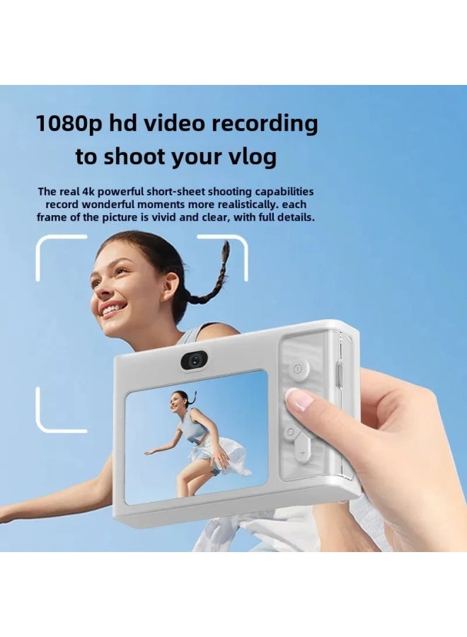 Generic High-Resolution Digital Camera Student Vintage CCD Travel Photography Entry-Level Campus Card Camera Off-Road Gear-Body Color:Y200 Gray-camera With Mirror-music Listening  - Image 5