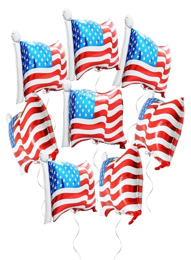 Deermon 8 Pack American Flag Patriotic Party Foil Balloons, Aluminum Helium 4th Of July Balloon For Independence Day, Labor Day, Memorial Day, US Election Holiday Event Celebration Decorations - Image 1