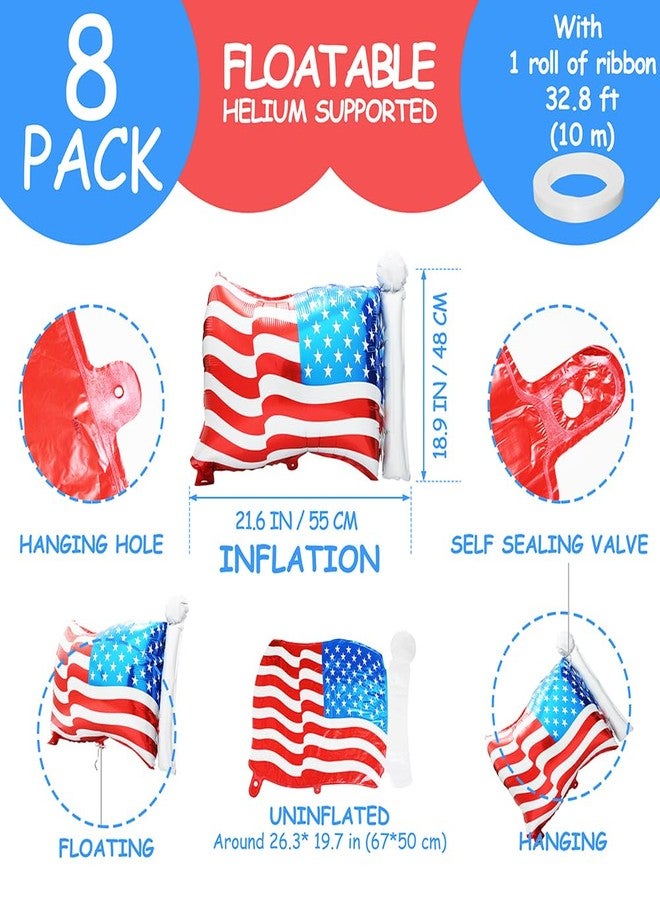 Deermon 8 Pack American Flag Patriotic Party Foil Balloons, Aluminum Helium 4th Of July Balloon For Independence Day, Labor Day, Memorial Day, US Election Holiday Event Celebration Decorations - Image 5