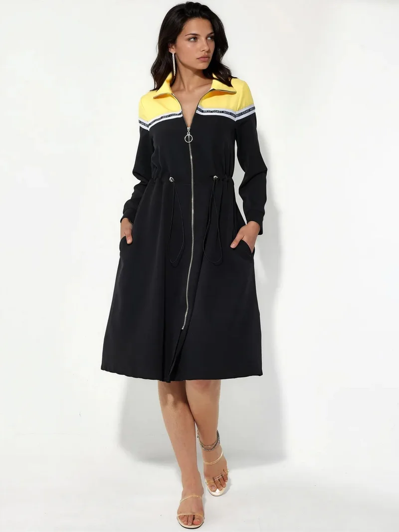 جينيفر Color-Blocked Midi Jersey Dress
