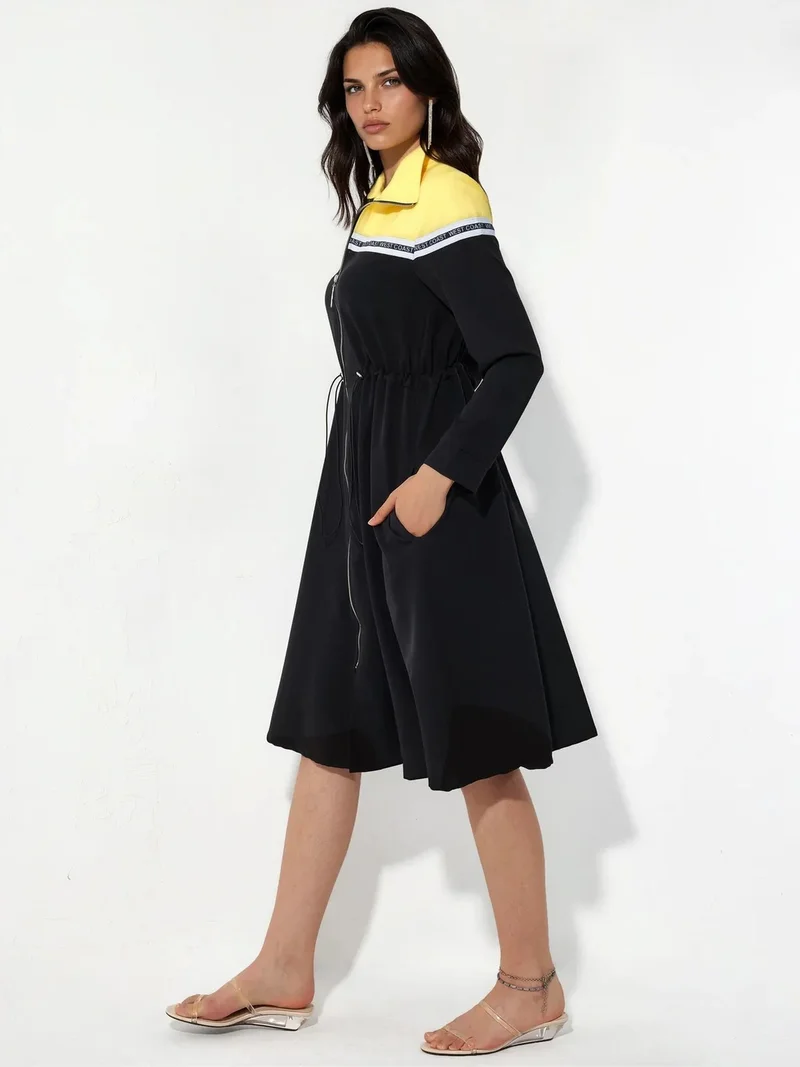 جينيفر Color-Blocked Midi Jersey Dress