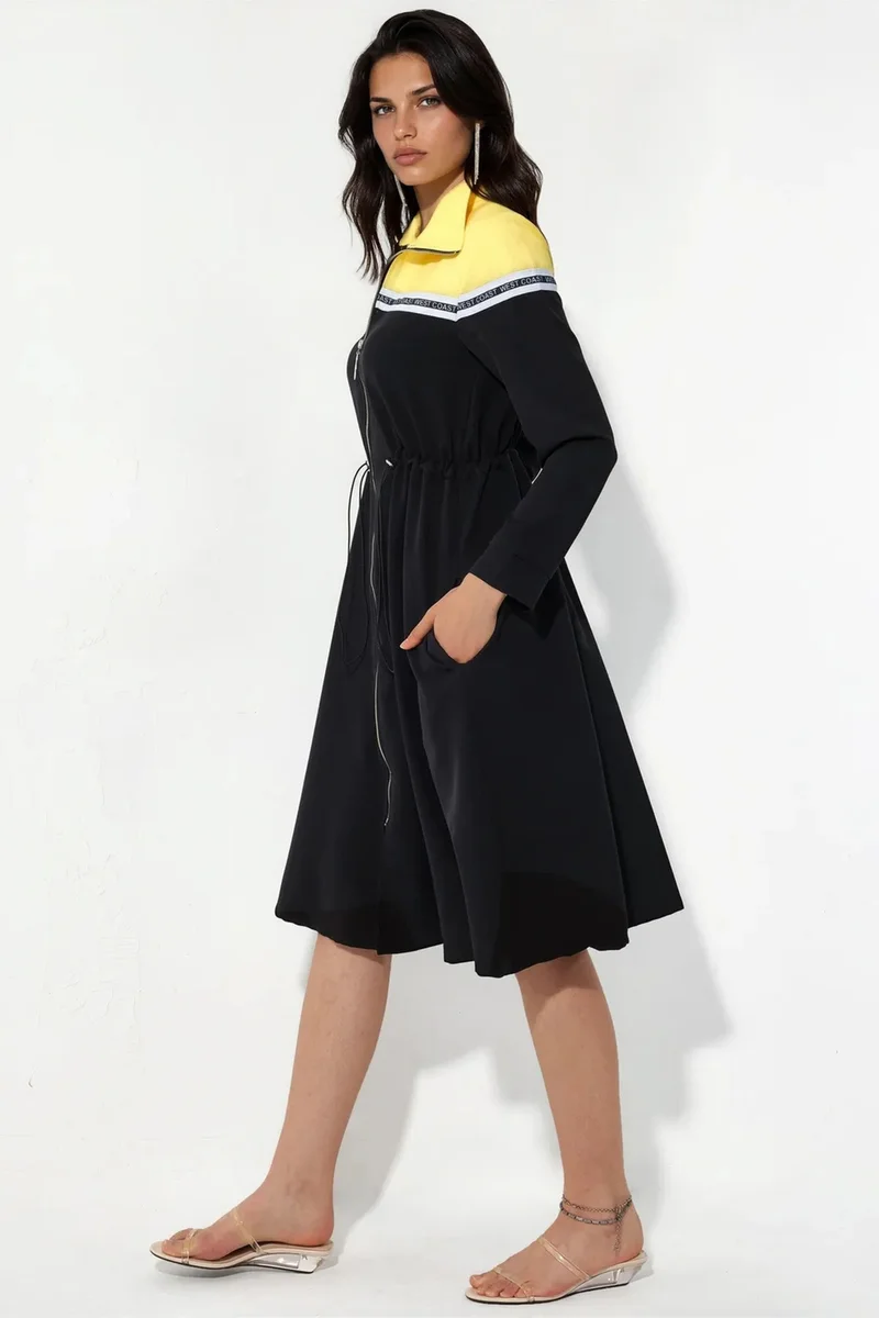 جينيفر Color-Blocked Midi Jersey Dress