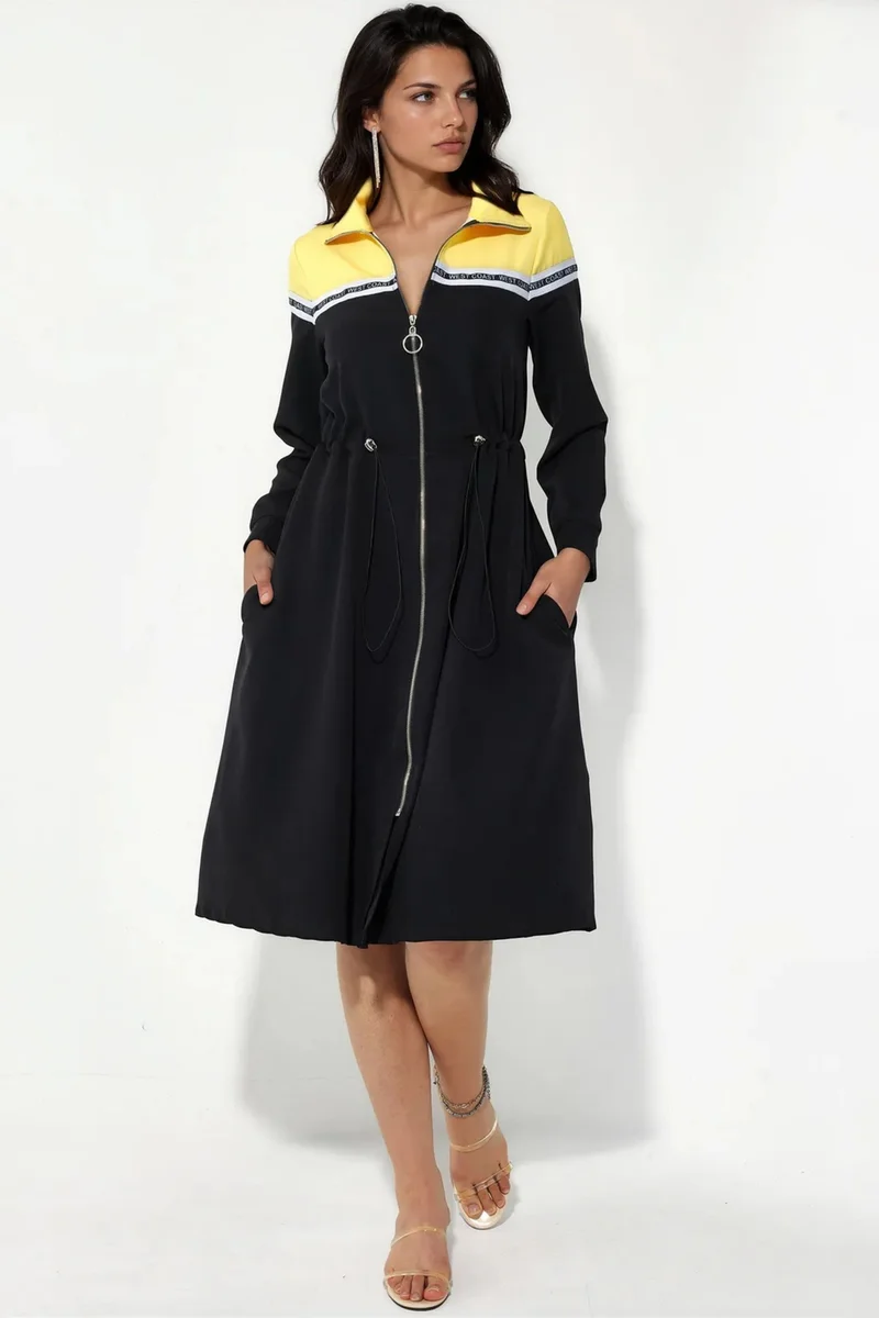 جينيفر Color-Blocked Midi Jersey Dress