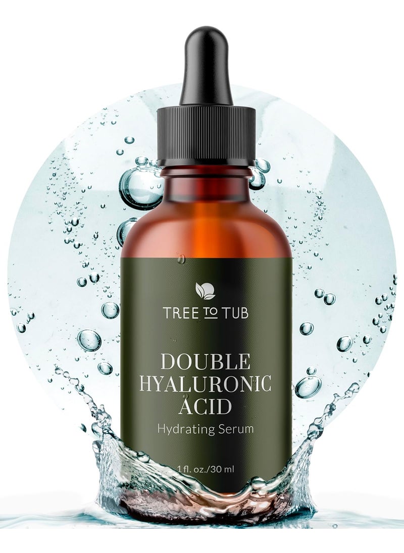 Tree to Tub - Tree To Tub Double Hyaluronic Acid Hydrating Serum - Anti-Aging Hyaluronic Acid Serum for Face - 2 Types of Hyaluronic Acid - Unique Hydrating Serum For Face Targets Fine Lines & Dry, Sensitive Skin - Image 1