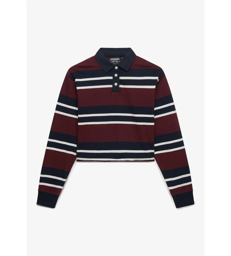 سوبر دراي Athletic Essentials Cropped Stripe Rugby Top