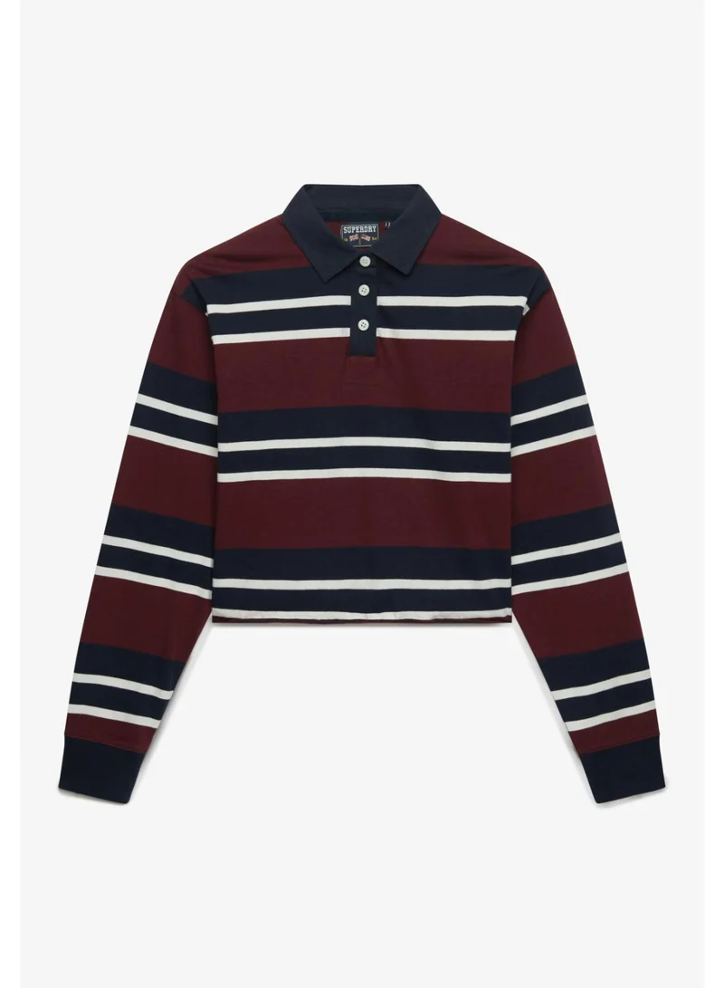 سوبر دراي Athletic Essentials Cropped Stripe Rugby Top