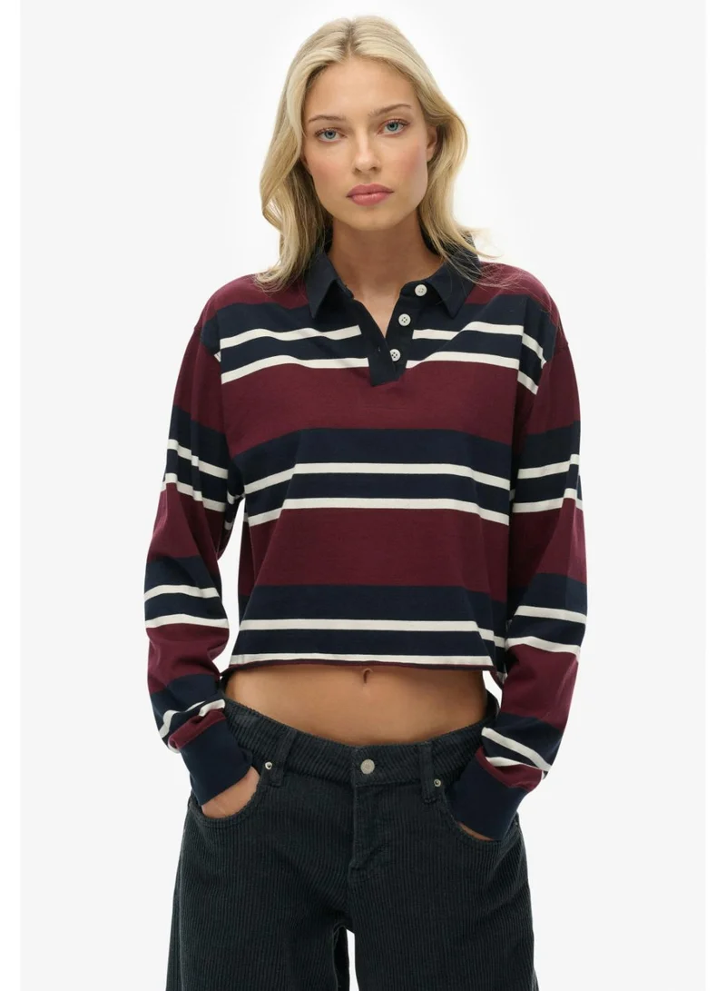 سوبر دراي Athletic Essentials Cropped Stripe Rugby Top