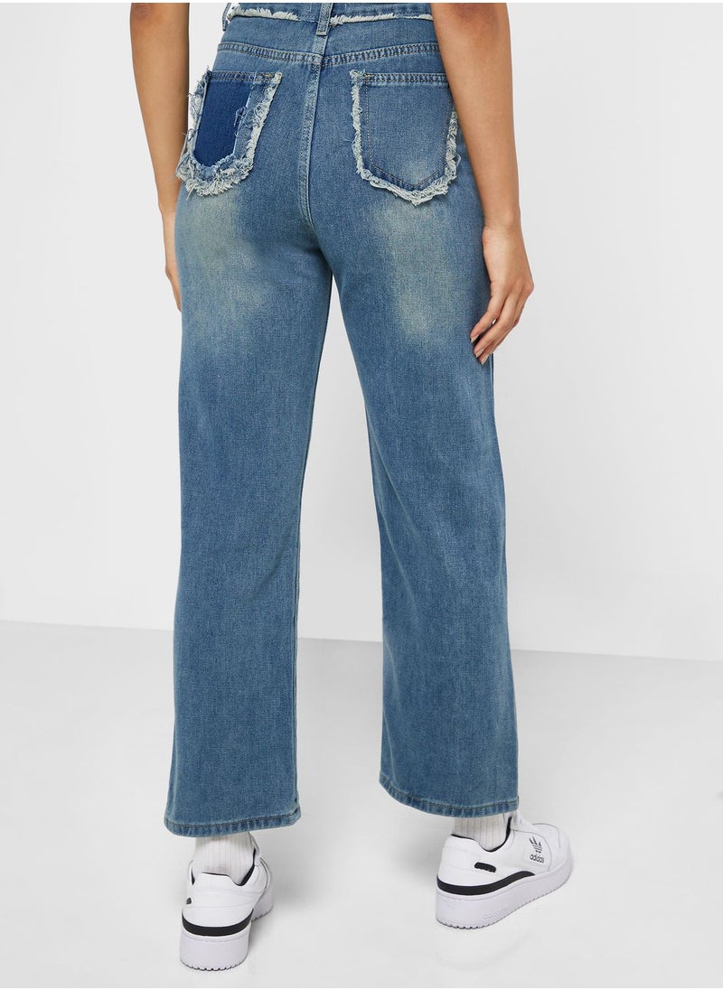 Ginger - Mid Wash High Waist Straight Fit Jeans - Image 1
