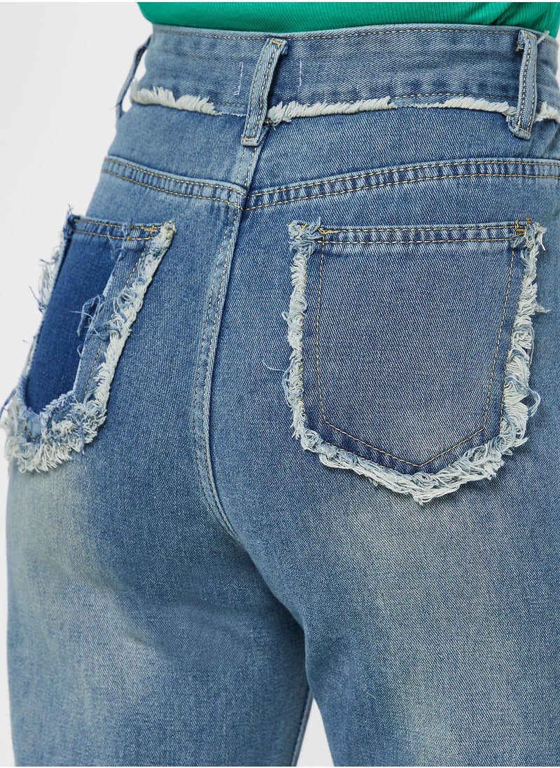 Ginger - Mid Wash High Waist Straight Fit Jeans - Image 1