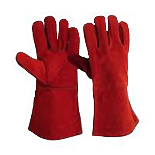 RICHBELLS Industrial Heavy Duty Leather Welding Gloves-Lined, (Red) - Image 1