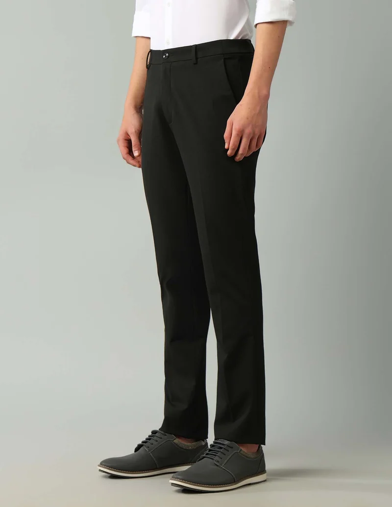 Arrow Black Solid Slim Fit Trousers for Men | Best Price UAE