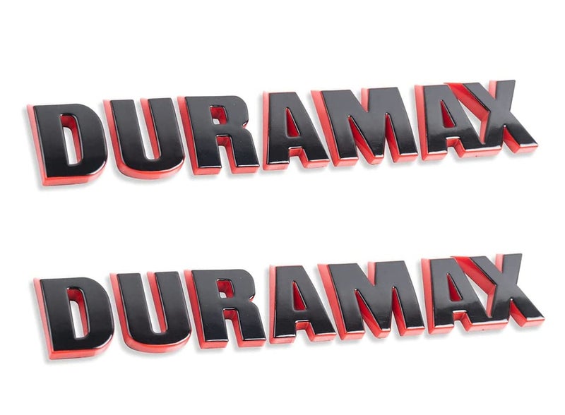 Aimoll 2Pc Silverado Duramax Hood Letter Logo Emblem Badge Adhesive Nameplate Replacement for 1500 2500 3500 (Black Red Line) - Image 1