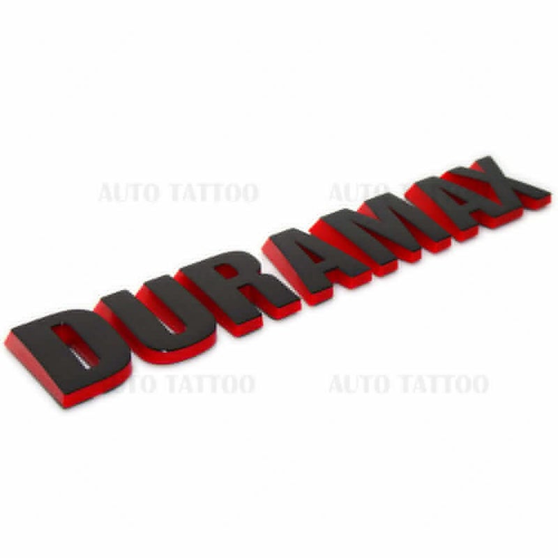 Aimoll 2Pc Silverado Duramax Hood Letter Logo Emblem Badge Adhesive Nameplate Replacement for 1500 2500 3500 (Black Red Line) - Image 2