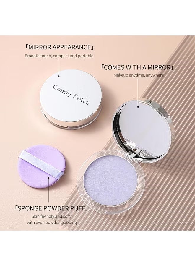 Candy Bella Matte Foundation Powder, Jelly Setting Powder with Mini Puff, Powder-free Oil Control Face Pressed Powder Creates Long-Lasting Silky Blurring Waterproof Makeup #Violet Powder - Image 5