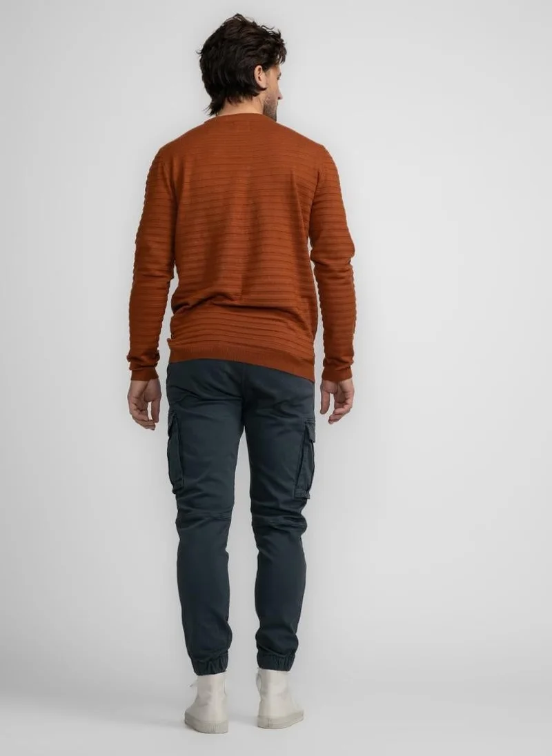 Petrol Industries 2123-Dark Caramel Men Knitwear Round Neck Basic for Men | Best Price UAE