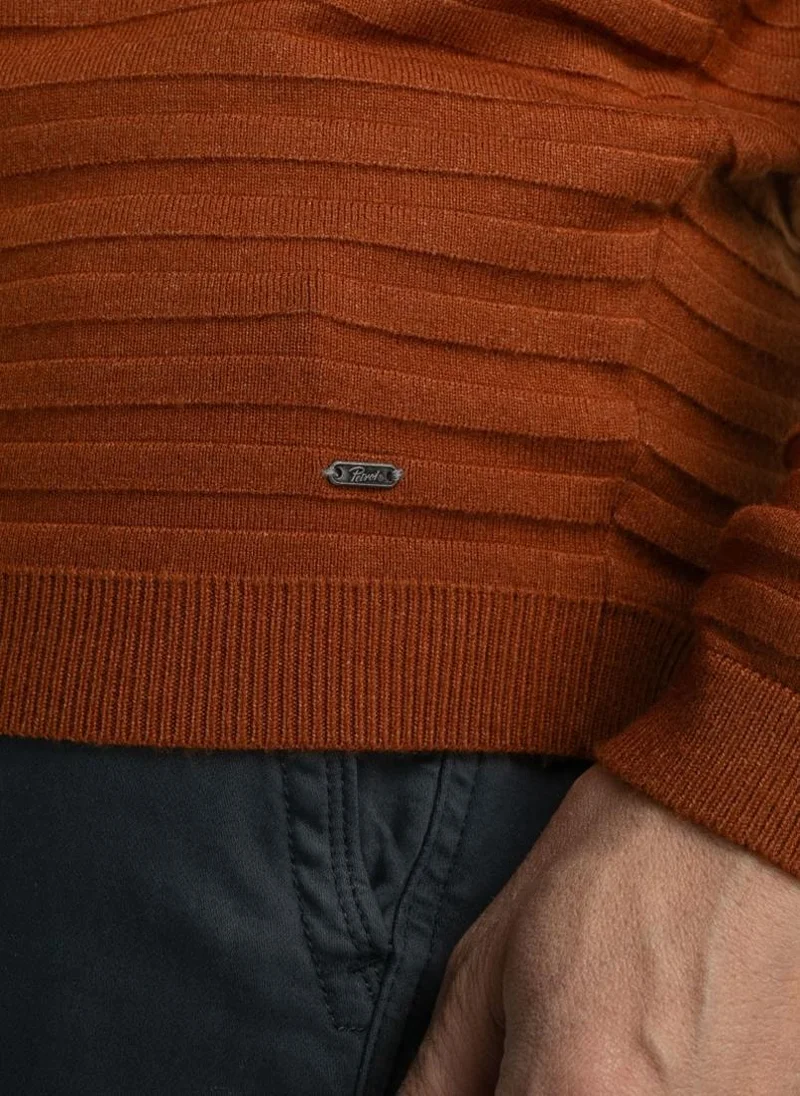 Petrol Industries 2123-Dark Caramel Men Knitwear Round Neck Basic for Men | Best Price UAE