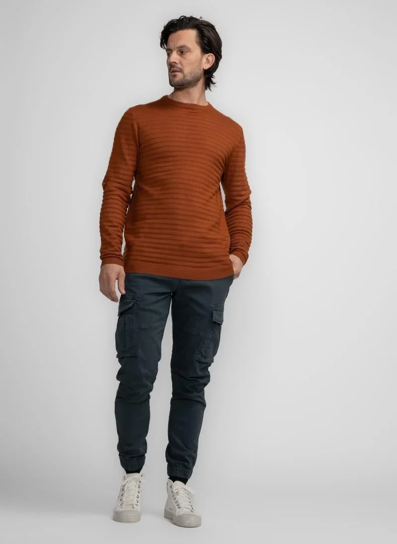 Petrol Industries 2123-Dark Caramel Men Knitwear Round Neck Basic for Men | Best Price UAE