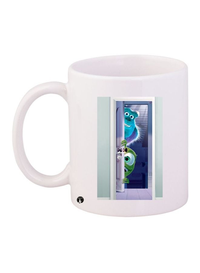 RYN Cartoon Printed Coffee Mug White/Blue/Green 11ounce