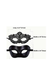 alimoto 2pcs Black Mask for Couple Plastic for PartyMen And Women  - Image 2