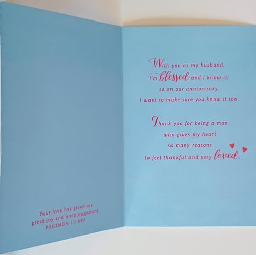 Greeting Card For My Husband Religious Christian Happy Anniversary - I Thank God For You - Thanks For Being A Man Who Gives My Heart So Many Reasons To Feel Thankful and Very Loved - Image 2
