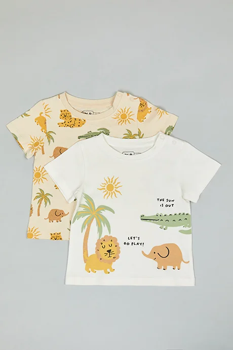 R&B 2 Pack Printed T-Shirts with Short Sleeves