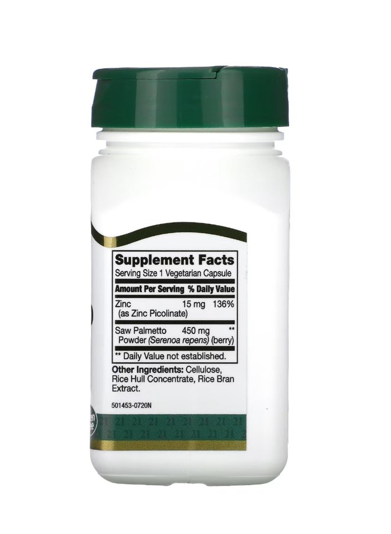 21st Century Saw Palmetto 450 mg 60 Vegetarian Capsules - Image 2