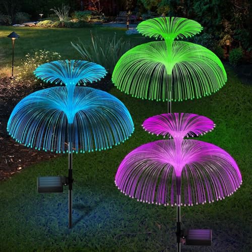 GIGAWATTS GW-905 Solar Jellyfish Garden Light 600mAh Battery Fibre Optic Fountain LED BIS Approved IP65 Waterproof Outdoor Lamp with 2V Panel for Backyards Pathways (2 Pc, Multicolor) - Image 1