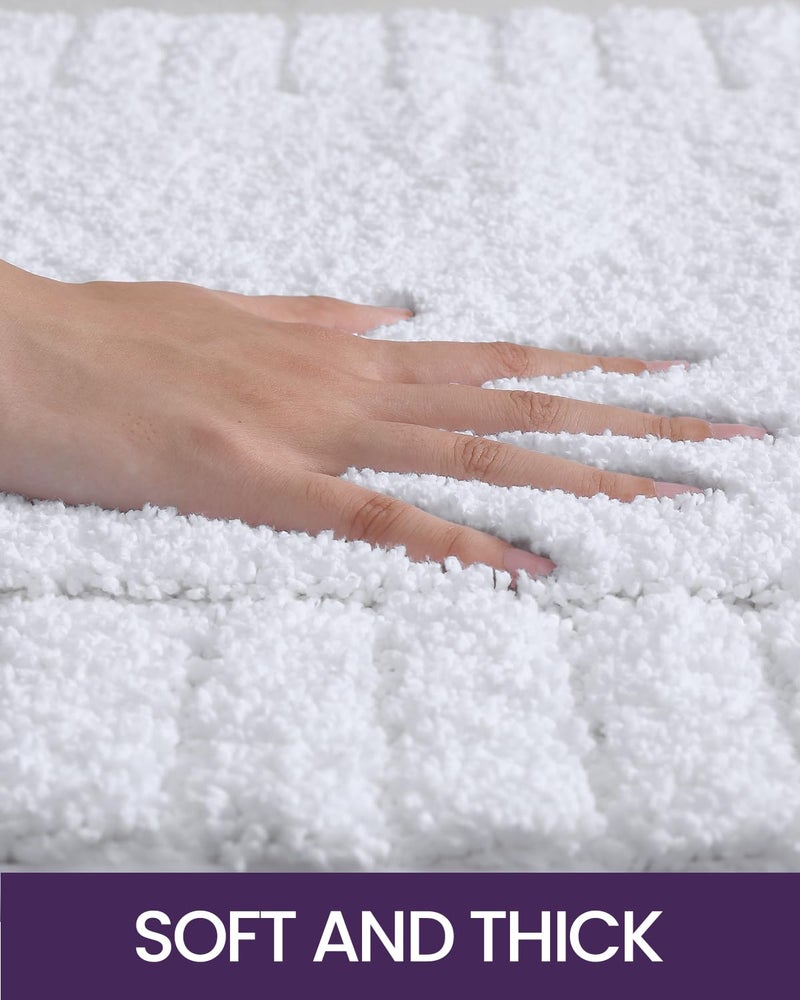 DEXI Bathroom Rugs 24""x36""  Non Slip Bath Mats for Bathroom Floor  Ultra Soft and Absorbent Bath Rug Shower Carpet  Machine Washable  White - Image 2