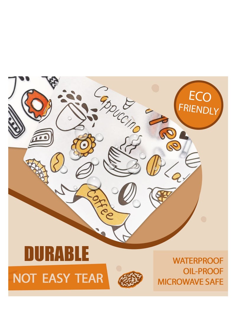 50pcs Deli Paper Sheets 8''x8'', Wax Paper Sheets for Food, Grease Resistant Sandwich Wrapping Paper, Premium Food Basket Liners for Bakery, BBQ, Picnic, Home Party, Festival and Outdoors