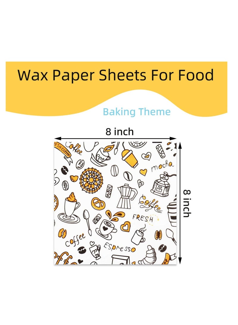 50pcs Deli Paper Sheets 8''x8'', Wax Paper Sheets for Food, Grease Resistant Sandwich Wrapping Paper, Premium Food Basket Liners for Bakery, BBQ, Picnic, Home Party, Festival and Outdoors