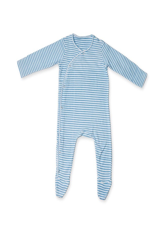 FawnFeel Combination of 2 Rompers New Born Baby Premium Cotton Fabric (Blue Strip & Aeroplane Print, 9-12 MONTHS) - Image 4