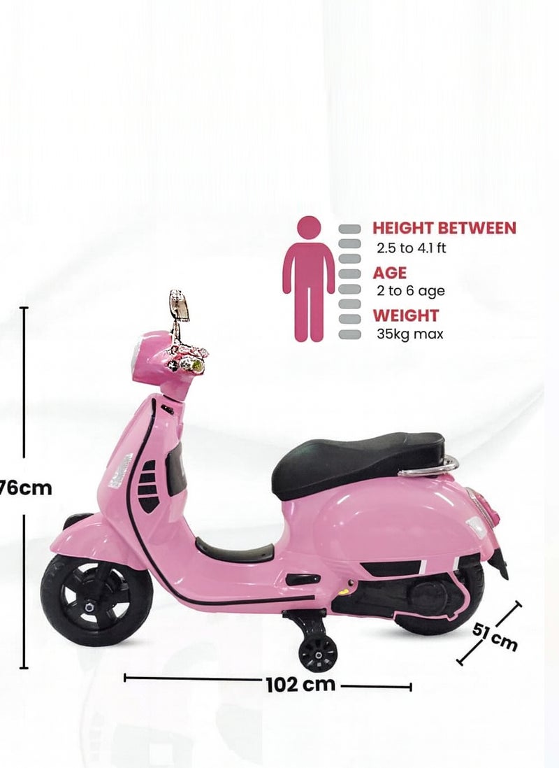 Children’s Electric Scooter – 12V Battery Ride-On Vespa Style with LED Lights, Music & Training Wheels - Image 4