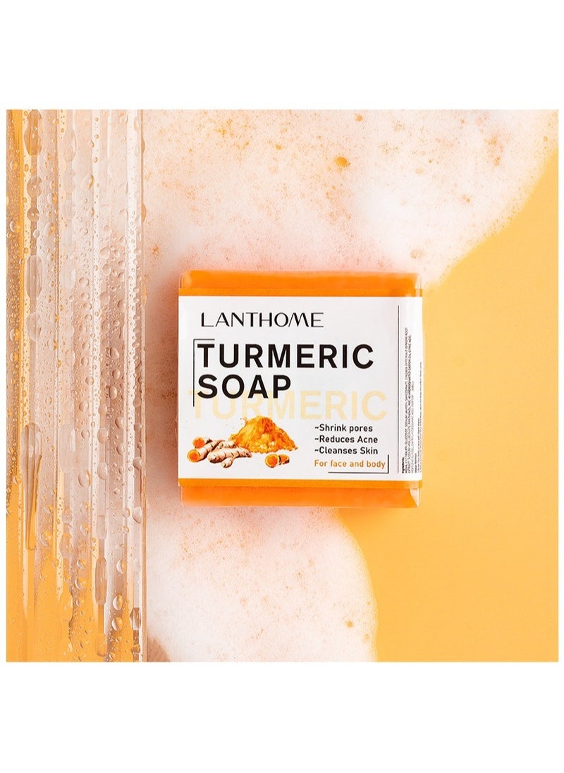 Lanthome - Turmeric Soap, Smooth And Gentle Turmeric Cleansing Balm, Deep Cleansing Skin Care Soap, Noushing And Moisturizing Soap Bar Foranti Ageing Skin Brightening Dead Skin Removal, (1pc) - Image 1