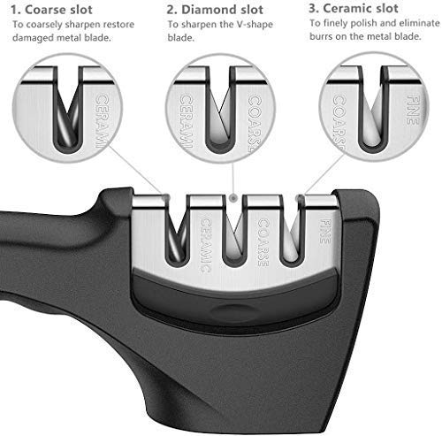 SHOPECOM Knife Sharpener Manual 3 Stage Knife Sharpener Tool Advanced Knife Sharpener for Kitchen Knife Sharpener Rod Knife Sharpening Tool for Steel Knives - Image 4