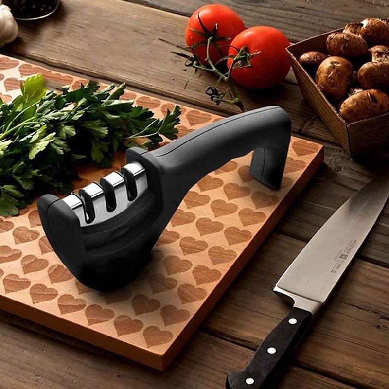 SHOPECOM Knife Sharpener Manual 3 Stage Knife Sharpener Tool Advanced Knife Sharpener for Kitchen Knife Sharpener Rod Knife Sharpening Tool for Steel Knives - Image 3