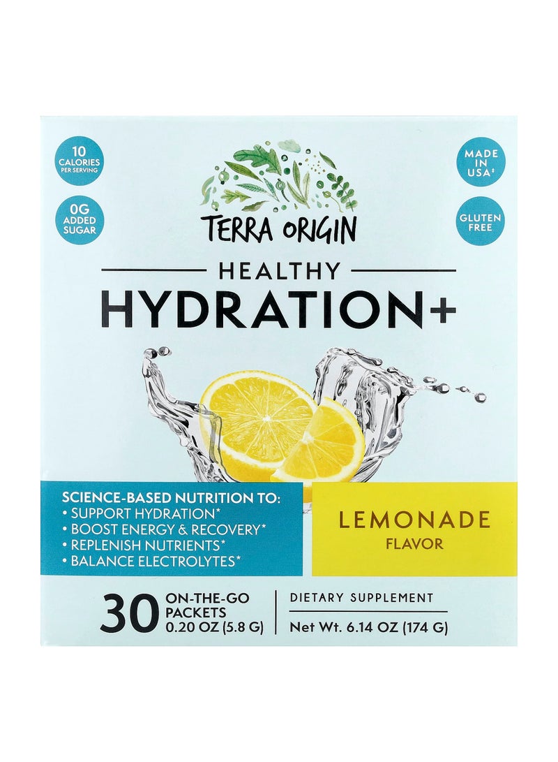 Healthy Hydration+, Lemonade, 30 On The Go Packets, 0.20 oz (5.8 g) Each