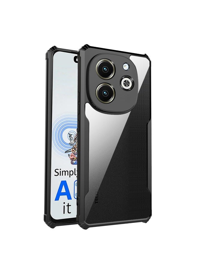 SanHu for TECNO Spark 30C 5G (not 4G) Case, Ultra Thin Lightweight, Soft TPU Bumper, Acrylic Clear Back Cover TECNO Spark 30C 5G (not 4G), Black - Image 1