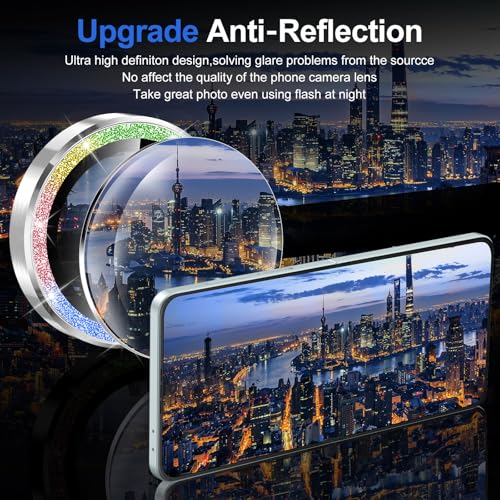 Avocase for Samsung Galaxy Z Flip 7 Camera Lens Protector, Individual Metal Ring Tempered Glass Lens Cover, [Strong Adsorption] Scratch Resistant Ultra-Thin HD Clear Lens Cover, 1 Set-Colorful Sparkly - Image 4