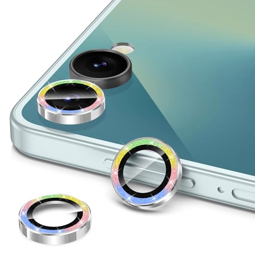 Avocase for Samsung Galaxy Z Flip 7 Camera Lens Protector, Individual Metal Ring Tempered Glass Lens Cover, [Strong Adsorption] Scratch Resistant Ultra-Thin HD Clear Lens Cover, 1 Set-Colorful Sparkly - Image 2
