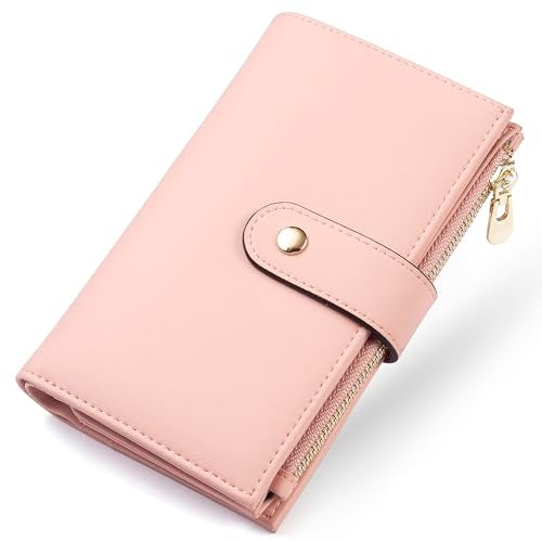 yiijay Womens Wallet RFID Blocking Leather Trifold Clutch Wallet Credit Card Holder Ladies Travel Wallet Purse with Pen Holder - Image 1