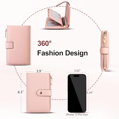 yiijay Womens Wallet RFID Blocking Leather Trifold Clutch Wallet Credit Card Holder Ladies Travel Wallet Purse with Pen Holder - Image 4