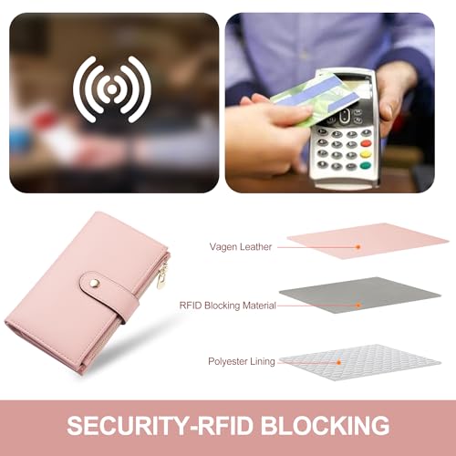 yiijay Womens Wallet RFID Blocking Leather Trifold Clutch Wallet Credit Card Holder Ladies Travel Wallet Purse with Pen Holder - Image 5