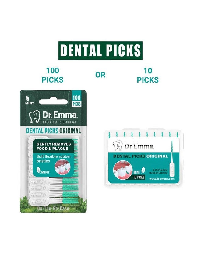 Dr.Emma Dr. Emma Original Dental Picks 10 OR 100 Picks, Mint Soft Rubberized Tooth Picks - Image 3
