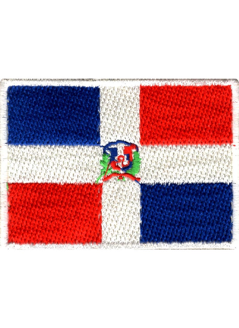 Artist Unknown - Dominican Republic Flag Applique Embroidered Sweing Patch Suitable for Jackets, Bags, T-Shirts, Jeans, Pants, Outdoor Clothing ; Size: 7cm x 5cm ; Imported from Malaysia (1 Piece). - Image 1