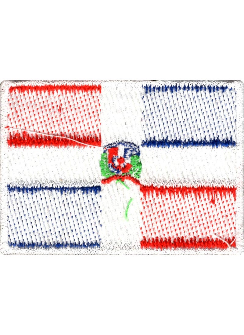 Artist Unknown - Dominican Republic Flag Applique Embroidered Sweing Patch Suitable for Jackets, Bags, T-Shirts, Jeans, Pants, Outdoor Clothing ; Size: 7cm x 5cm ; Imported from Malaysia (1 Piece). - Image 1
