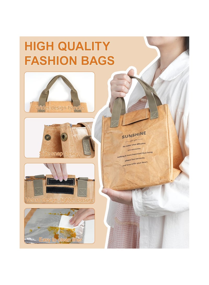 SYOSI Insulated Lunch Bag, Women Reusable Lunch Bag, Lightweight Tyvek Insulated Lunch box Lunch Tote for Office Work Picnic Travel, Lightweight and Water-Resistant, Easy to Clean Beige Lunch Bag - Image 2