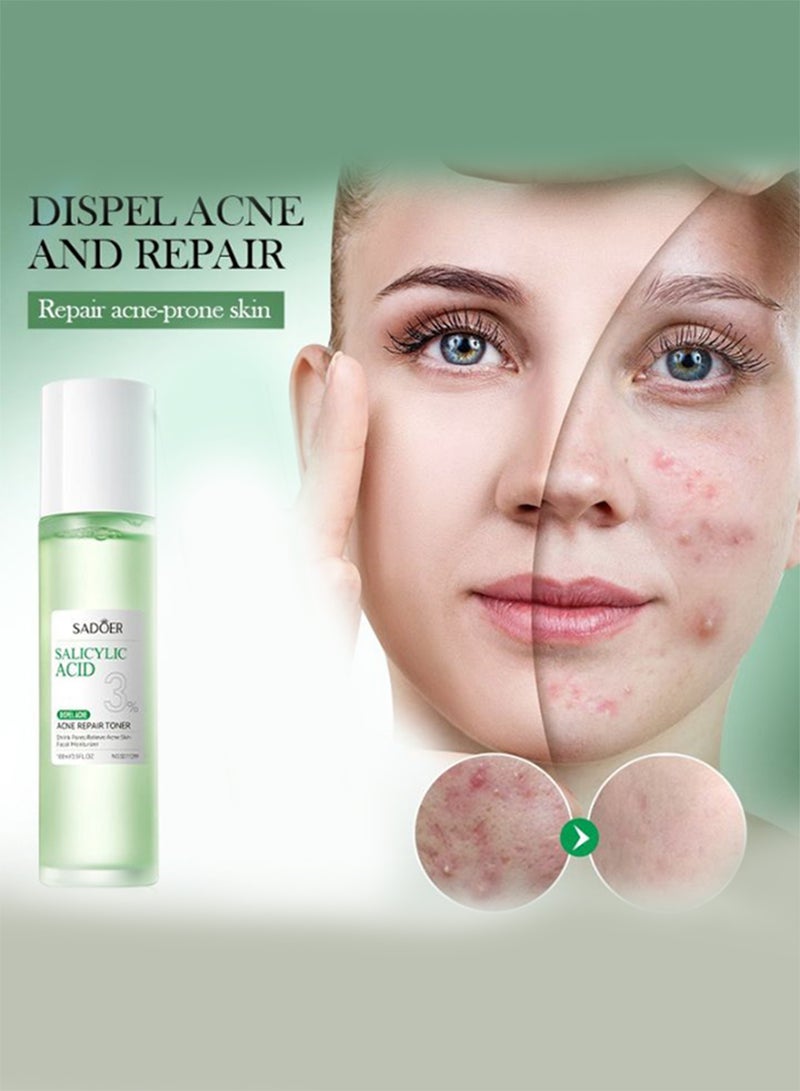 SADOER 100ml Salicylic Acid Acne Repair Toner Acne Removal Lighten Acne Scars Acne Remover Drying Essence Firming Skin Moisturizer Anti Acne Face Toner Niacinamide Oil Control Acne Toner - Image 3